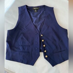 WoMen's Bailey 44 Navy Blue Vest w Gold Buttons